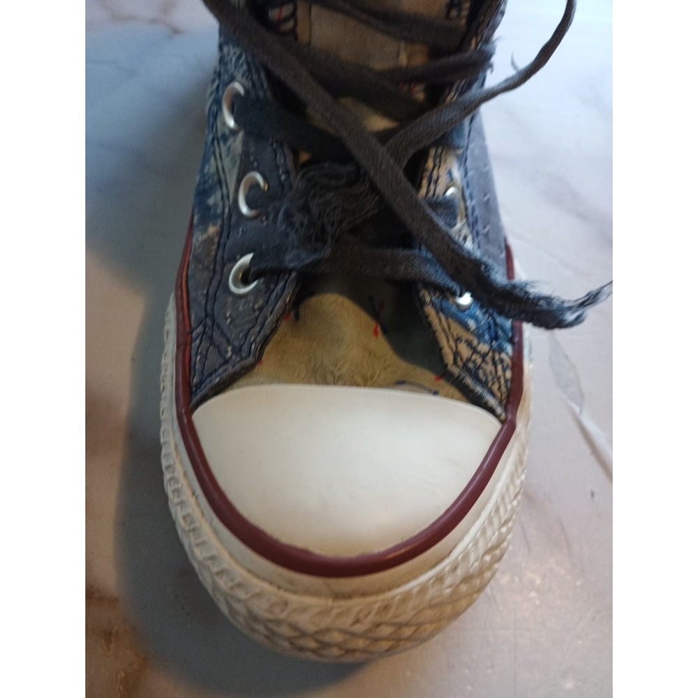 Y2K Style Disstresed Womens Convers All Star Rare Patch Work Denim Graphic Sz7.5 - Picture 11 of 16